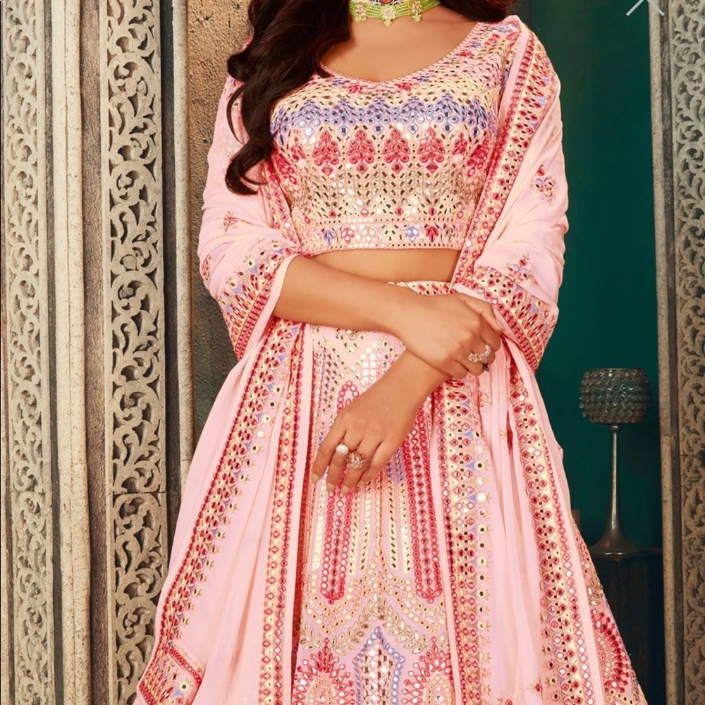 Light Pink Viscose Deaigner Lehenga Choli